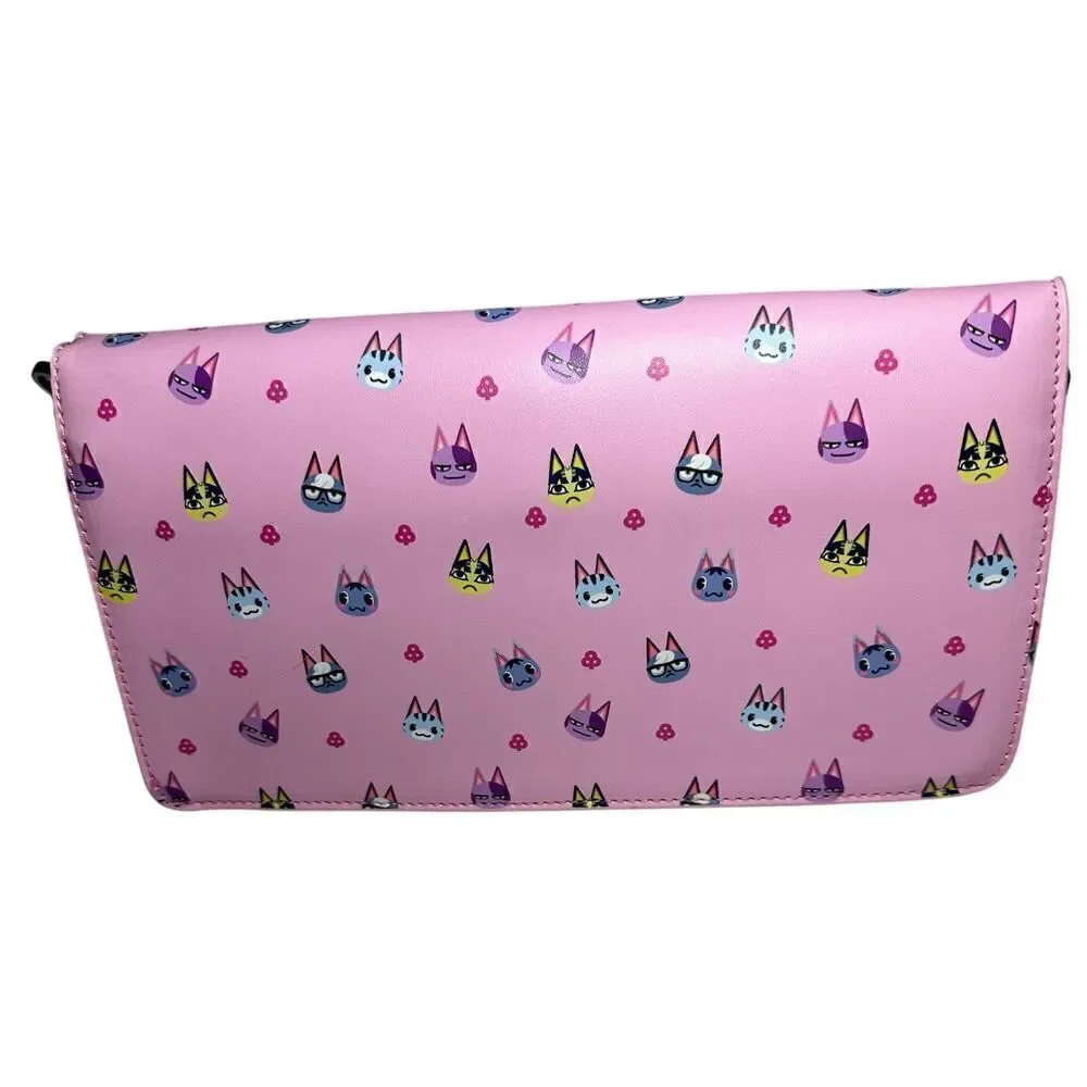 Crossbody Cat Meow Sling Bag Nintendo Switch Animal Crossing Case Purse w/Pins